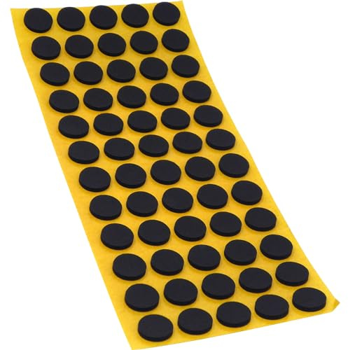 Adsamm® / 60 x Patins antidérapants Autocollants en Caoutchouc cellulaire EPDM/ø 14 mm/Noir/Rond/Patins antidérapants de 2,5 mm d'épaisseur