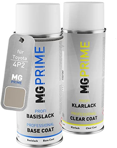 MG PRIME Autolack Sprühdosen Set für Toyota 4P2 Beige Shining Flake Metallic/Burnished Gold Metallic Basislack Klarlack Spraydose 400ml