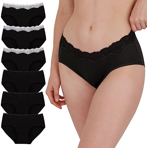 INNERSY underbyxor dam bomull sexig spets hipster mjuka trosor 6-pack