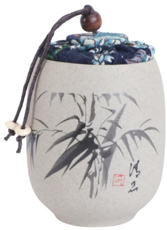 UPKOCH Chinois en Céramique Boîte à Thé en Bambou Motif Boîtes de Thé Conteneurs Pot de Thé Thé Pot de Stockage de Nourriture