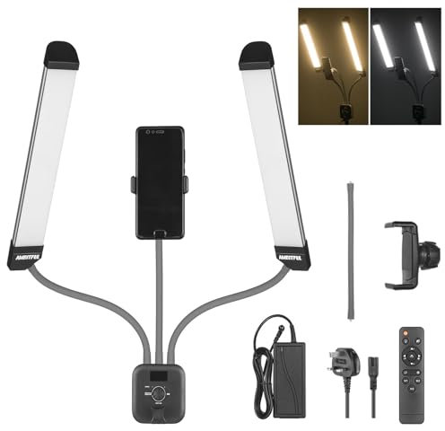 AL-20 Luce LED a doppio braccio 40 W 3000 K-6000 K (± 200 K) con schermo LCD e telecomando per trucco di bellezza, manicure, tatuaggi, live online, studio fotografico
