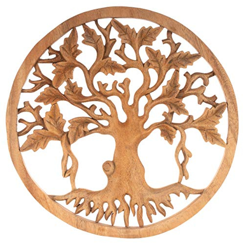 Nexos Trading Wandbild KALPATARU aus Suar Holz Ø 30 cm - Handarbeit