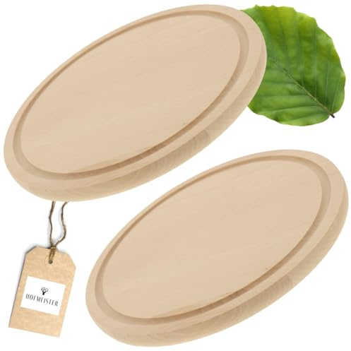 2x HOFMEISTER® Schneidebrett rund mit Saftrille aus Buchenholz 25 cm