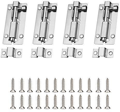 Zasiene Riegelschloss Klein 4 Stück Türriegel Edelstahl Bolzenriegel Riegel Schieberiegel mit Schrauben Zubehör für Verriegelung für Türen, 73x35mm