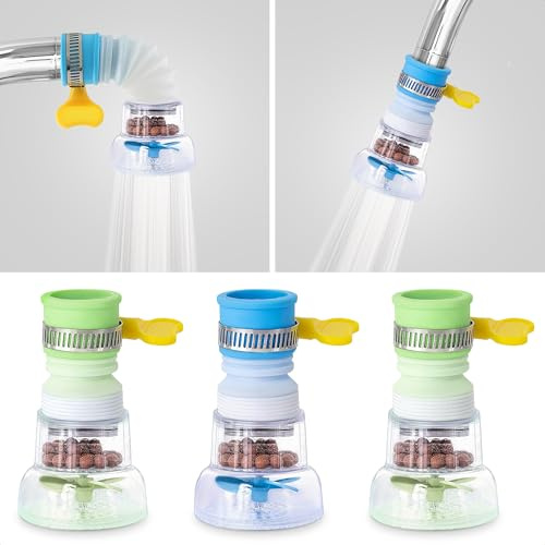 3 Pcs Faucet Filter Set - Water Faucet Extenders 360 Rotating, Adjustable Water Purifier for Sink (0.83 x 2.6 x 1.85), Easy to Install and Store, Reduce Water Waste, Good for Kitchen and Bathroom