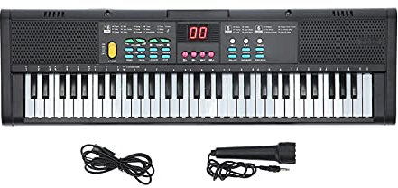 MQ6186 Tastiera Pianoforte Portatile 61 Tasti Pianoforte Elettronico Digitale Musicale Multifunzione con Microfono con Tasti a Grandezza Naturale per Bambini Principianti