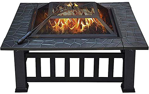 BDXZJ Feuerstelle Im Freien Patio Fire Pit für Heizung/BBQ Feuerstelle Schüssel Mit Mesh-Spark-Screen-Cover für Camping Picknick Bonfire Patio Hinterhof-Garten Strände