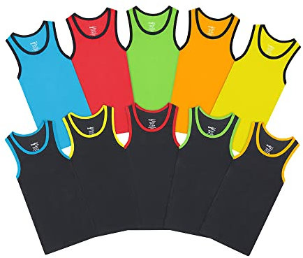 Buyless Fashion Jungen U-Ausschnitt Tagless Unterhemden Weiches Baumwoll-Tanktop (10er-Pack) 6-7