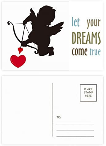 Postkarten-Set mit Liebes-Amor, Engel-Motiv, Herzmuster, 20 Stück