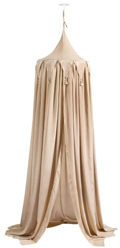 Navaris Baldacchino Letto Bambina - Tenda Castello Principessa - Cupola Rotonda Culla Decorazione Cameretta - Velo Antizanzare Bambini - Beige