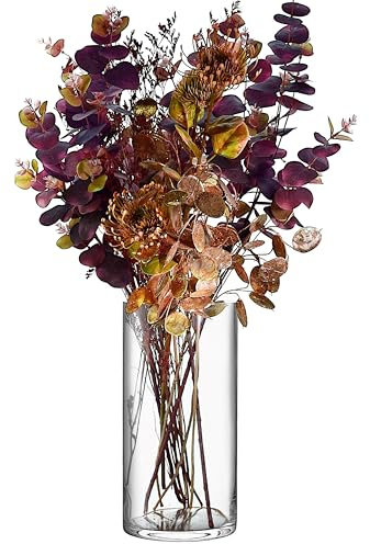 SOLAVIA Large Cylinder Column Vase Glass Decorative Vase for Flowers and Stem Foliage H31cm Container Collection 4L, Tank Vase