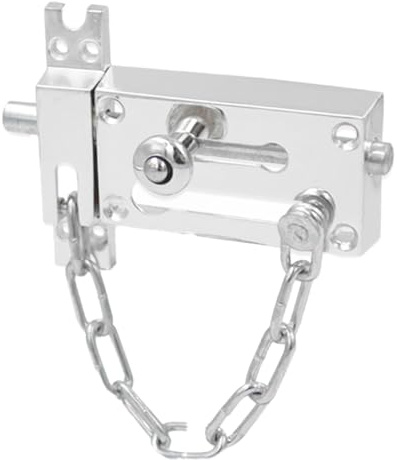 Door Chain for Front Door, Stainless Steel Security Lock for Interior Doors and Windows, Hotel, Rental Home, 2 Models in Gold/Silver (91 x 40 mm, Silver)