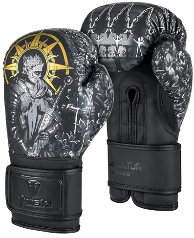 Twisto Boxing Gloves S6 - Pro Training & Sparring, Maya Hide Leather, Muay Thai, MMA, Kickboxing, Men, Women, Adults, Heavy Punching Bag, Focus Mitts, Pads, Gym Workout (16 oz, Gladiator)