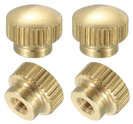 QUARKZMAN Gerändelte Daumenmuttern, 4 Stück M3 x D10mm x H8mm Messing Griffmuttern Rändelmuttern mit Hohem Kopf Befestigungselemente für 3D-Drucker-Teile Druckbett