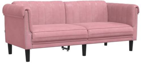 vidaXL Sofa, Polstersofa 2-Sitzer mit Stützbeinen, Zweisitzer Loungesofa Designsofa für Wohnzimmer, Couch Wohnzimmersofa, Rosa Samt