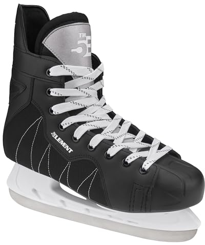 5th Element Stealth Ice Hockey Skates - Perfect for Recreational Ice Skating and Hockey - True-to-Size Fit and Moisture Resistant Liner Ice Skates for Men (Black/White, 8.0)