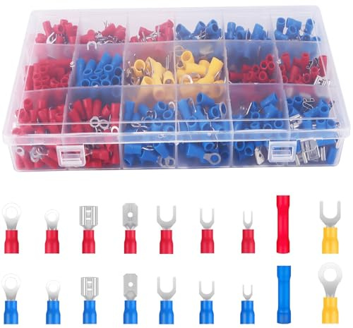 330 Pieces Electrical Crimp Connector, 0.5-6.0Mm² Insulated Crimp Terminal, Ring Fork Spade Male and Female Butt Connection Wire and Cable Terminal Connector, Suitable for Cars and Motorcycles