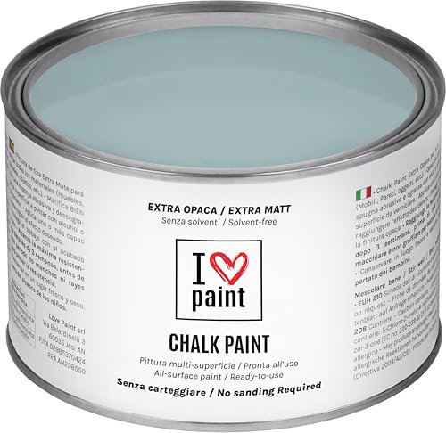 I LOVE CHALK PAINT Carta da Zucchero 375 ml - Senza Carteggiare Colora Mobili, Pareti e Oggetti - Senza solventi e formaldeide – Inodore a base di acqua