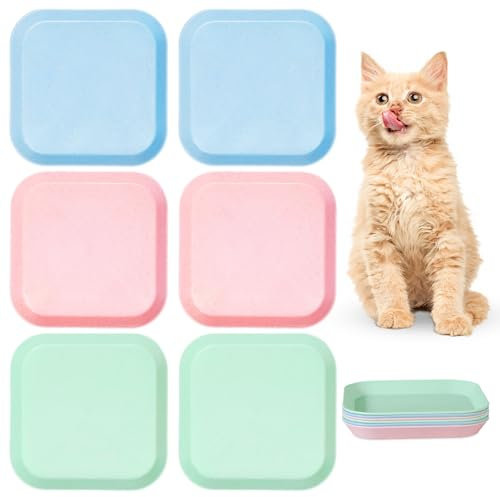 6 Colorful Cute Cat Feeding Bowls, Cat Wet FoodBowl, Wide and Shallow Cat Food Bowl, Relieve Beard Fatigue, Suitable for Kittens, Short Legged Cats, and Flat Cats
