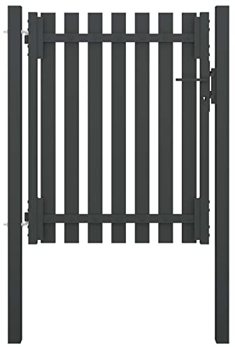 qohoio Gartentor Zaunelemente GartentüRchen GartentüR Gartenzaun Gartentor Stahl 1x1,5 m Anthrazit