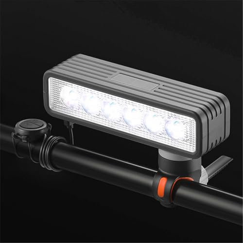 Cykelstrålkastare med horn, WASAGA 6 LED främre cykelljus med sladd och stor kapacitet inbyggd batterikapacitet för det ljusaste ljusläget att arbeta 4,5 timmar