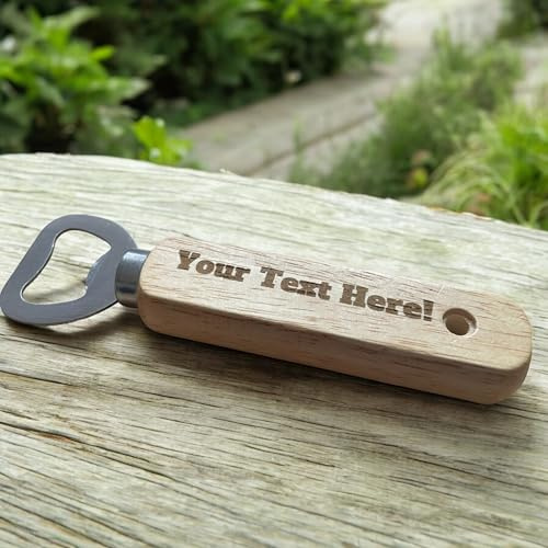 Personalised Bottle Opener – Wooden Engraved Custom Text Design