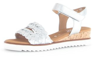 Gabor Damen Keilsandalen, Frauen Sandalen,offene Schuhe,Strandschuhe,Keilsandaletten,Keilabsatz,Wedge-Heel,hoch,Silber(Kork/offwh),38 EU / 5 UK