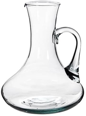 Tradineur - Décanteur à vin droit avec poignée en verre modèle Sofia - Distributeur carafe, oxygénateur, aérateur pour vin rouge ou blanc, élégant cadeau original, décoration, 1,5 l