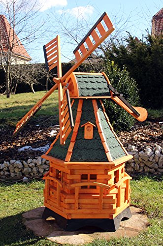 XXL Windmühle 1,40 m aus Holz mit Solar Typ 20.1 (grün