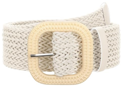 SUOSDEY Breiter Geflochtener Gürtel für Damen, Rattan Taillengürtel für Kleid Gewebter Boho Gürtel 5cm breit beige