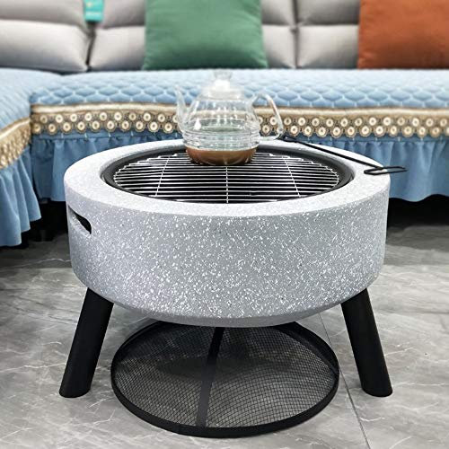 ZJFHEYUO Grandi bracieri, Barbecue a Scodella, braciere, Barbecue a Legna, Griglie con Schermo a Maglie, Protezione antiscintille e Gancio di Sollevamento, Barbecue affumicatore