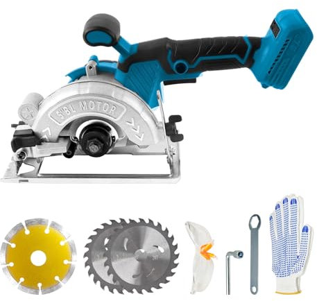 TALOEYH - Circular Saw Compatible with 18V/21V Battery, 5 inch Circular Saws with 3 Blades, 1000W Copper Brushless Motor, 45°/90° Bevel, 25/40mm Depth for Cutting Wood Plastic (No Battery)