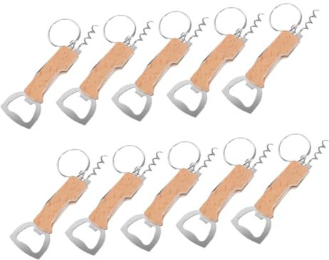 FUNOMOCYA 10 Pezzi Apribottiglie 3 in 1 Acciaio Inossidabile Con Manico in Legno Apribottiglie Per Vino Birra E Lattine Per Casa E Campeggio