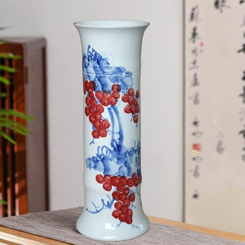 Pllrbvshs Stehender Keramik-Regenschirmständer – Dekorative Keramik-Regenschirmvase – Inneneingangs-Aufbewahrungseimer für Zuhause, Büro oder Blumenladen.(Fruits,48x17CM/18.9x6.7IN)
