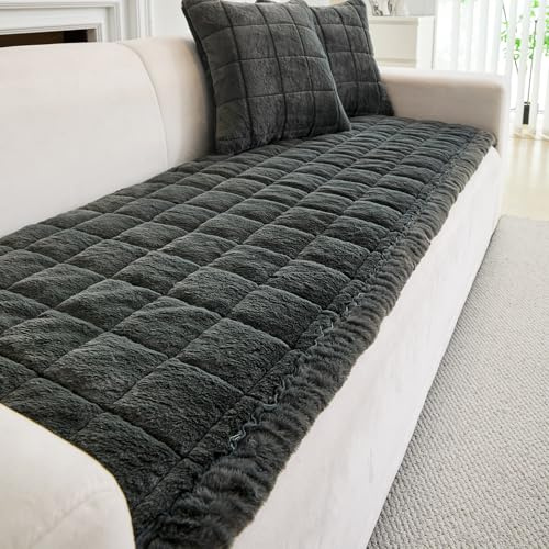 GKXLH Dick Sofa überzug - Neue Weiche Kunstmink-Samtplüsch Couch überzug, Universal Sofabezug 2 3 4 Sitzer, Rutschfeste Sofa Bezug Waschbar, Sofa Cover l form Möbelschutz für das Wohnzimmer (70x210cm)