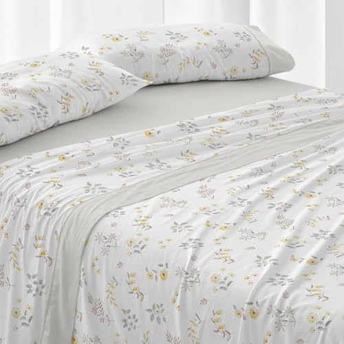 Burrito Blanco | Juego de sábanas Algodón | Cama de 150 a 160cm. (+Medidas Disponibles) | Diseño 634 | Color Beige (150-160x190/200cm.)