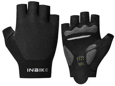 INBIKE Fahrradhandschuhe MTB sim Racing Handschuhe Sommer Halbfinger Herren Damen Trainingshandschuhe Atmungsaktiv Motocross gym Golfhandschuhe Schwarz L