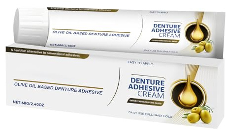 False Teeth And Partials Fixative 68g | Denture Adhesive Paste Extra Strong Hold For False Teeth Upper Lower Partials Travel Size Easy Squeeze Tube Friction Reduction Breath Support