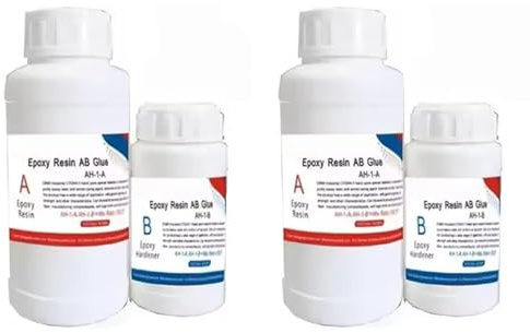 Uikdjgu 2X AB Resina Epossidica per Riparazione Fibra di Carbonio, Colla Forte per Parti di Auto e Biciclette, Kit di Resina Epossidica Trasparente A100g-B27g