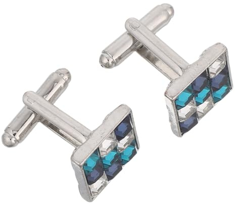 Healvian 2 St Fyrkantiga Färgade Zirkon Manschettknappar Fransk Manschettstil Hållbara Skjortknappar för Tillfällen Bröllop och Affärsbruk