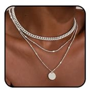 FUNEIA Kette Gold Silber Damen Halskette 18k Goldkette Damen Wasserfest | Layering Kette mit Kreuz Anhänger Stapelbare Silberkette Lang Mehrreihige Ketten Boho Modeschmuck Set Geschenke für Frauen