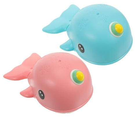 LALADEFIEE 2 Stück Interaktives Badewannenspielzeug Schwimmendes Duschspielzeug Kinder Wasserspielzeug Cartoon Wal in Rosa Und Blau Für Kleinkinder Badspaß