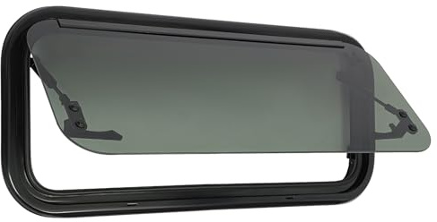 Fenêtre basculante pour camping-car avec moustiquaire et pare-soleil, cadre en aluminium, verre trempé, angle d'ouverture de 0 à 85°, pour caravane, camping-car et remorque (coins arrondis, 70 x 30 cm