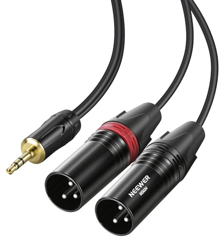 NEEWER Câble Adaptateur 3,5mm(1/8'') TRS AUX vers Double XLR,3ft,Mâle-mâle,pour Téléphone,Tablette,Ordinateur Portable,Lecteur MP3,Table Mixage,Enceinte,Moniteur Studio,Système PA Sonorisation,MS024