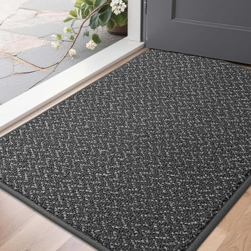 COSY HOMEER Schmutzfangmatte Innen 60 x 90 cm, Grau | Streift Schmutz und Matsch zuverlässig ab, nimmt Feuchtigkeit auf, rutschhemmende TPR-Rückseite, 1 cm flach und waschbar