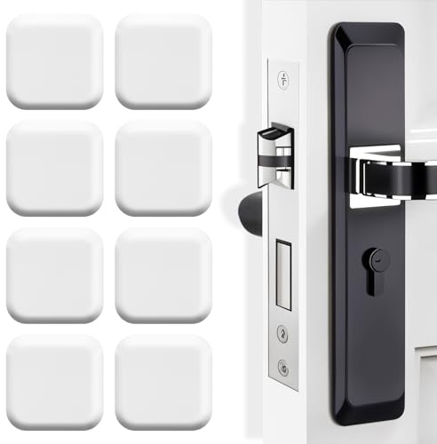 8 Pack Door Handle Protectors Silicone Door Knob Wall Protector Self-Adhesive Door Handle Bumper Pads Silencer Guard Wall Shield Soft Rubber Crash Pad for Home & Office Walls (White)