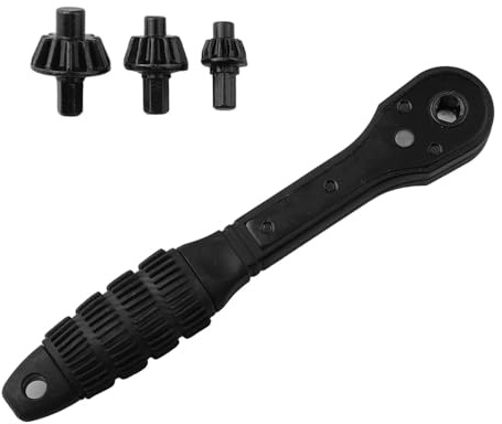 NINMORTH Interchangeable Drill Chuck Key Wrench with for Ratchet Function 0.5-10mm, 0.5-13mm and 3-16mm Chucks, Anti-Slip Handle, Iron Construction