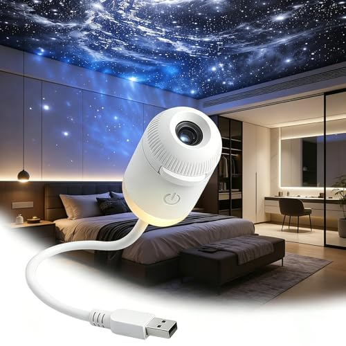 Baomaeyea 2-in-1 Galaxy Projector Night Light,USB Portable Starry Sky Night Light Projector for Bedroom,Mini LED Nightlight Wall Lamp with 360° Rotation, with Projection Films(12 Projection Films)