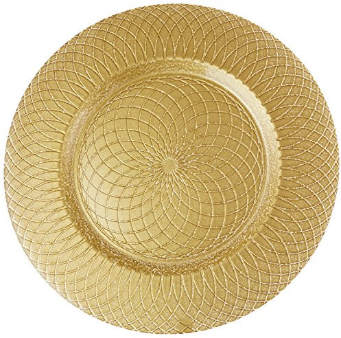 Charge it by Jay Round Spiral Glass Gold Charger Plate