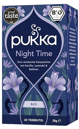 Pukka Herbal Teas Night Time Organic Oat Flower Lavender and Lime Flower Tea, 20g 20 Count